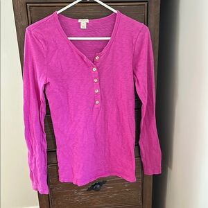 JCrew Pink Long Sleeve Henley Shirt
